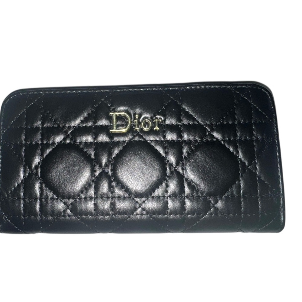New  Black Quilted Women's long zipped wallet